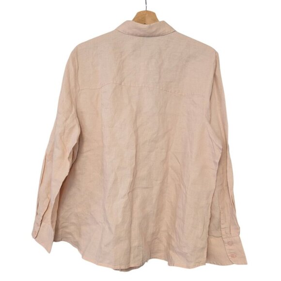 MNG Womens Light Pink 100% Linen Button-Up Shirt XXL - Picture 3 of 7